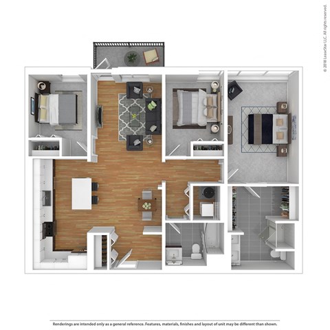Floor plan for 3 beds, 2 baths, 1465 sqft